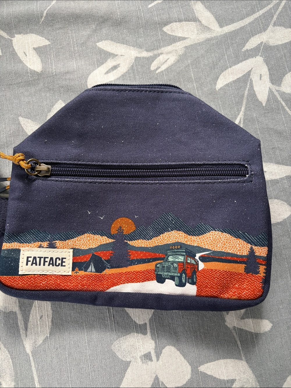 FatFace Navy and Orange Graphic Toiletry Bag